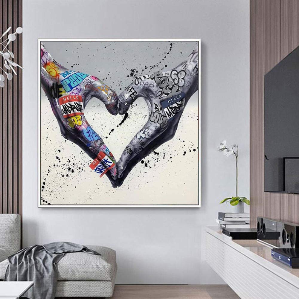ハートの絵、絵画、原画、インテリア、現代アート、LOVE、幸せを呼ぶアート Amazon｜ジェスチャハートグラフィティアートパネルポスターPosterラブ